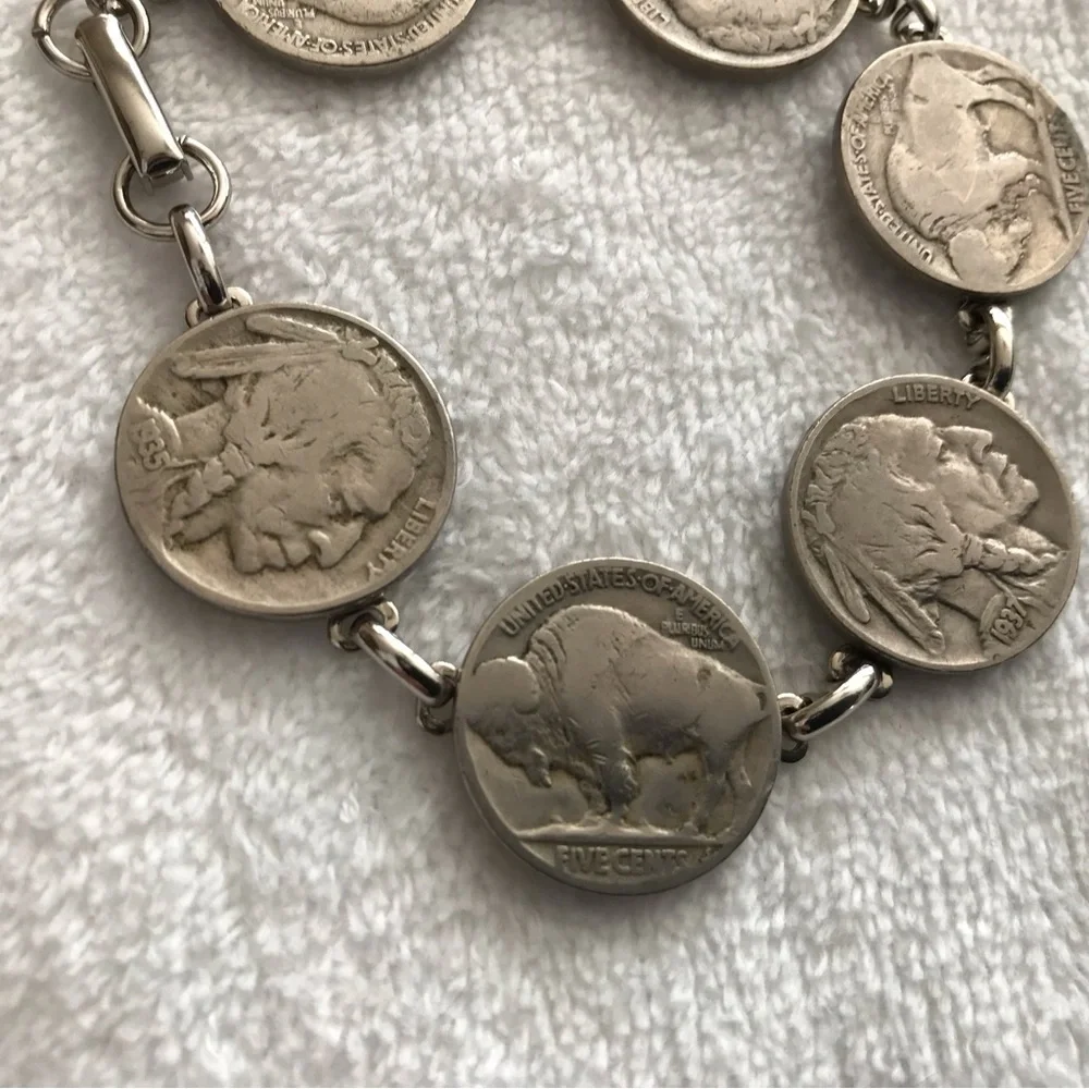 Vintage Buffalo Nickel bracelet 7.75” Length - Picture 4 of 5